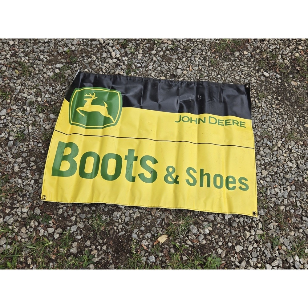 John Deere Boots Shoes‎ dealer sign banner work boots advertising 24.5x35.25